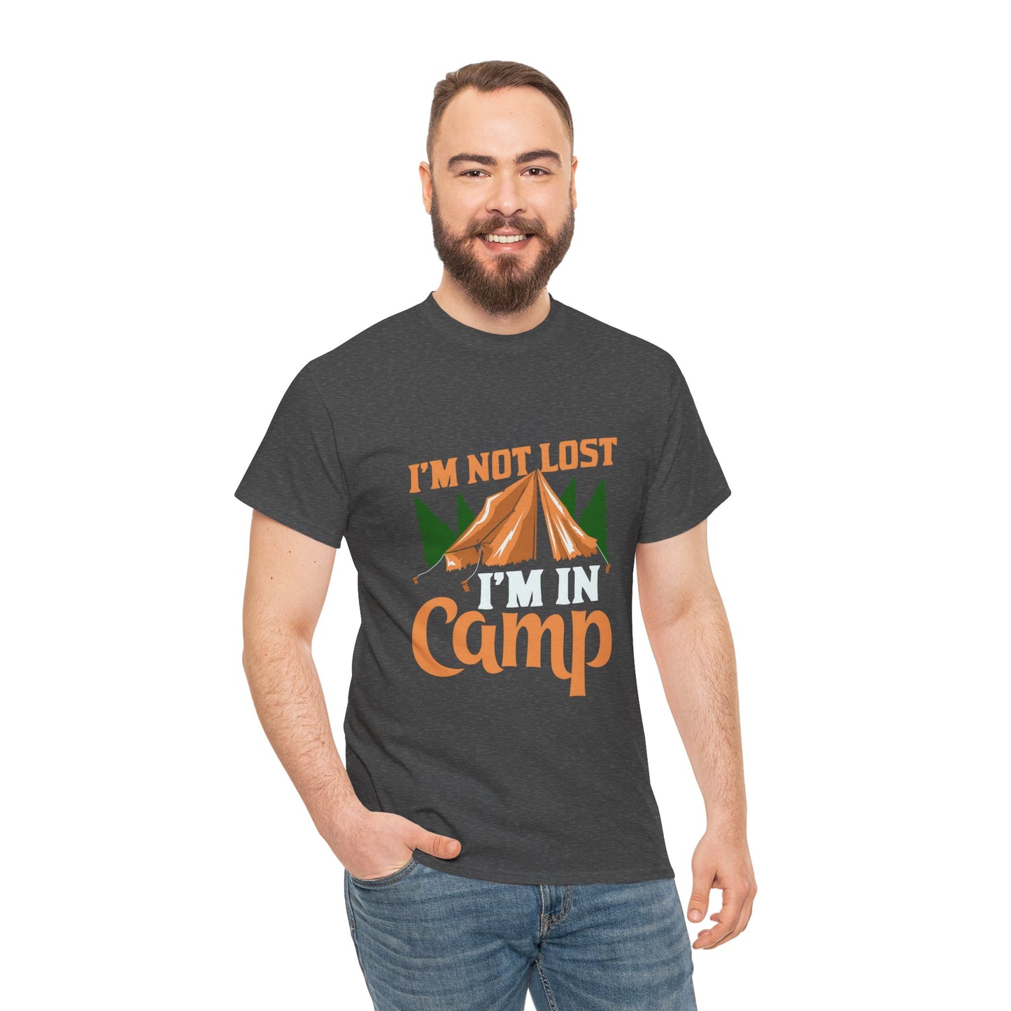 I'm Not Lost, I'm in Camp Unisex Heavy Cotton Tee - Perfect for Camping Lovers