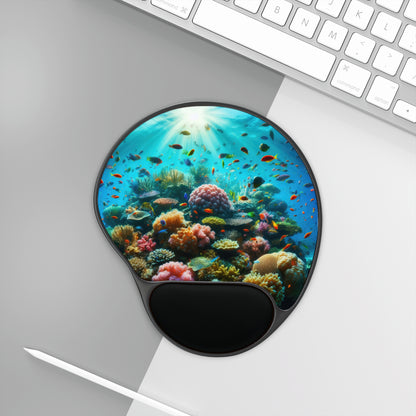 Coral Reef Mouse Pad with Wrist Rest - Vibrant Ocean Design for Comfort