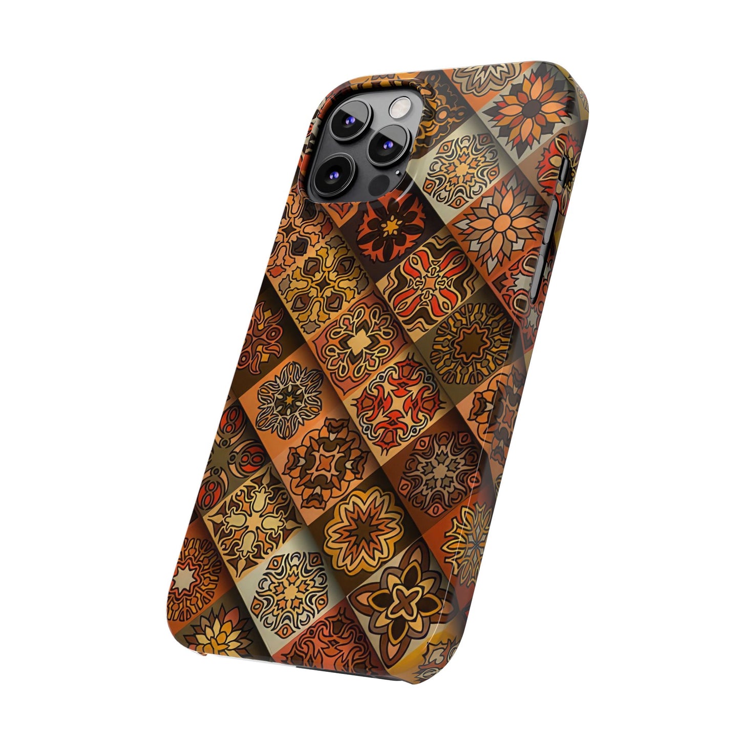 Aztec Geometric Slim Case, Boho Orange