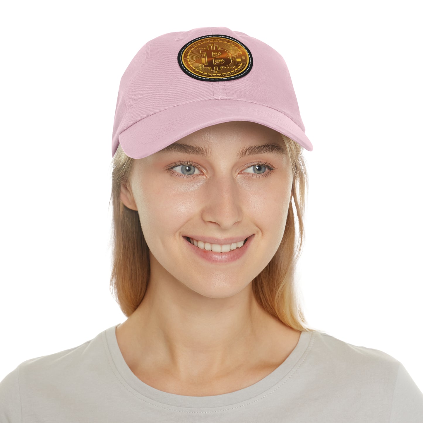 Bitcoin Dad Hat with Leather Patch (Round)