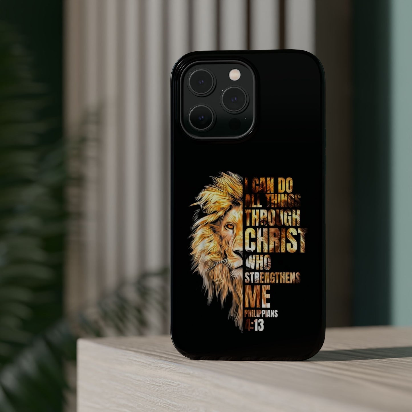 Inspirational Lion Magnetic iPhone Case, Strength & Faith, Christian Accessories