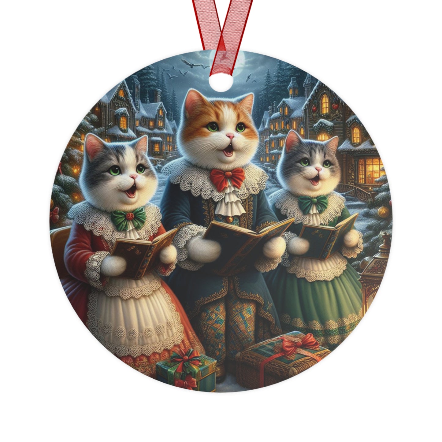 Purrs Of Yuletide Joy Metal Ornaments, 2-Side Print