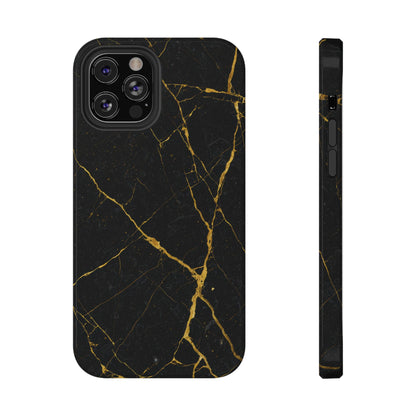 Black Marble with Gold Veins Impact-Resistant iPhone
