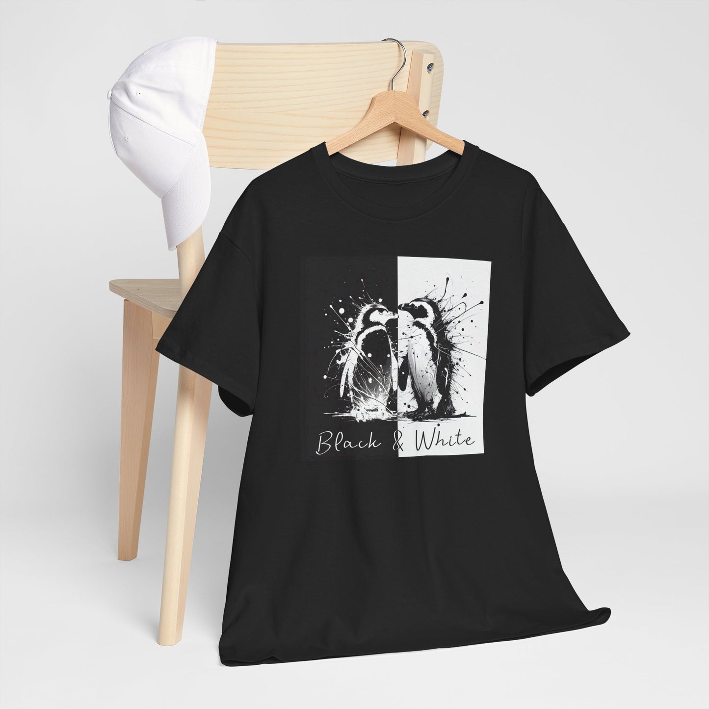 Black & White Penguins Unisex Heavy Cotton Tee