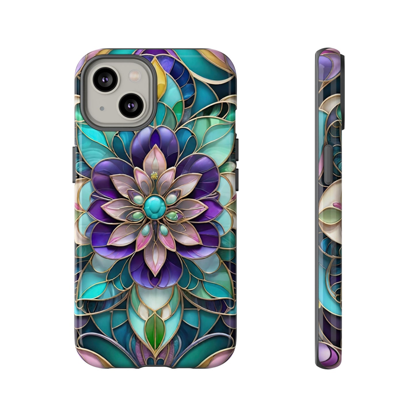 Floral Stained Glass Tough Phone Case -Stylish Protection for Your Device