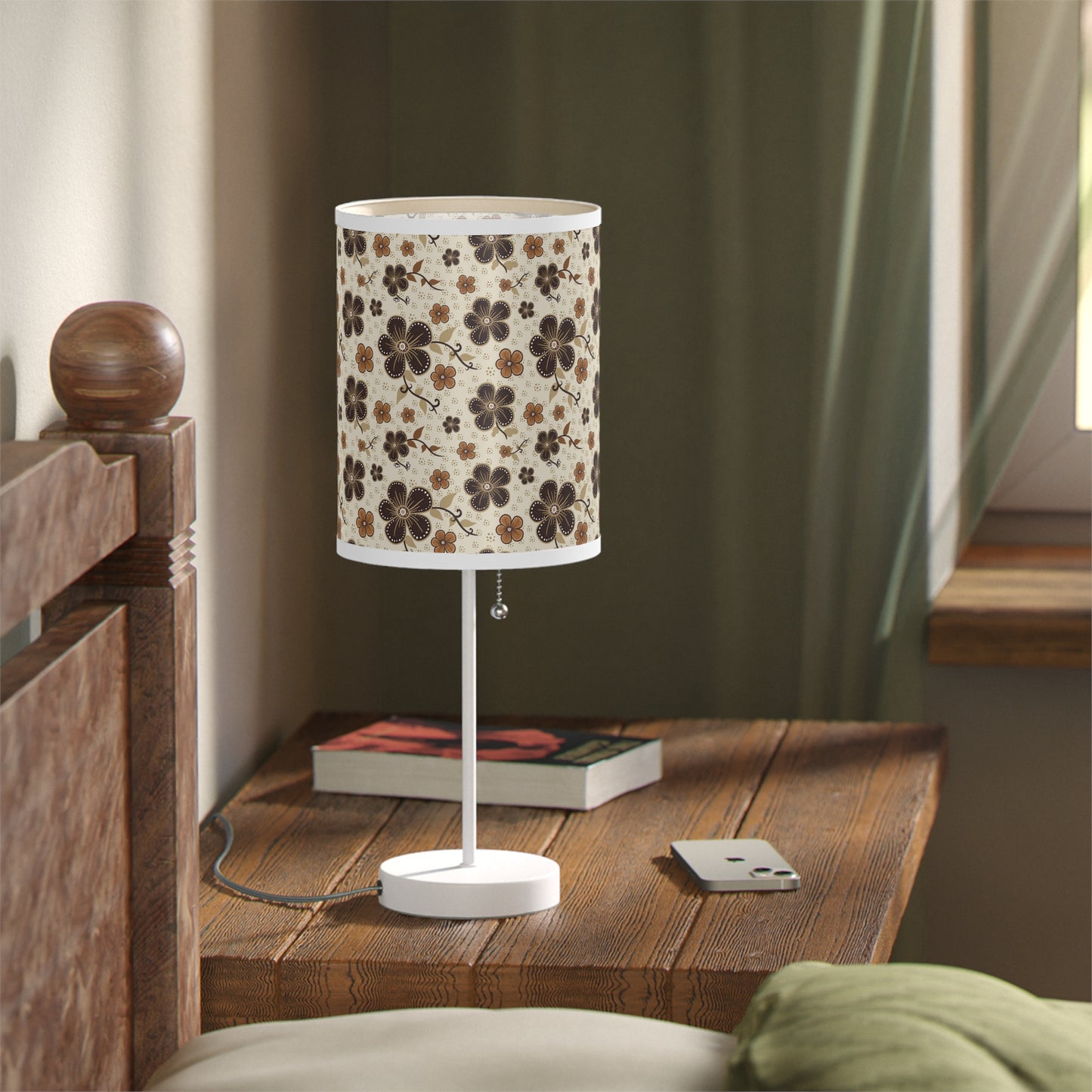 Timeless Elegance: Minimal Floral  Lamp on a Stand, US|CA plug / White