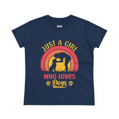 Just a Girl Who Loves Dogs Cotton Tee - Casual Dog Lover Shirt