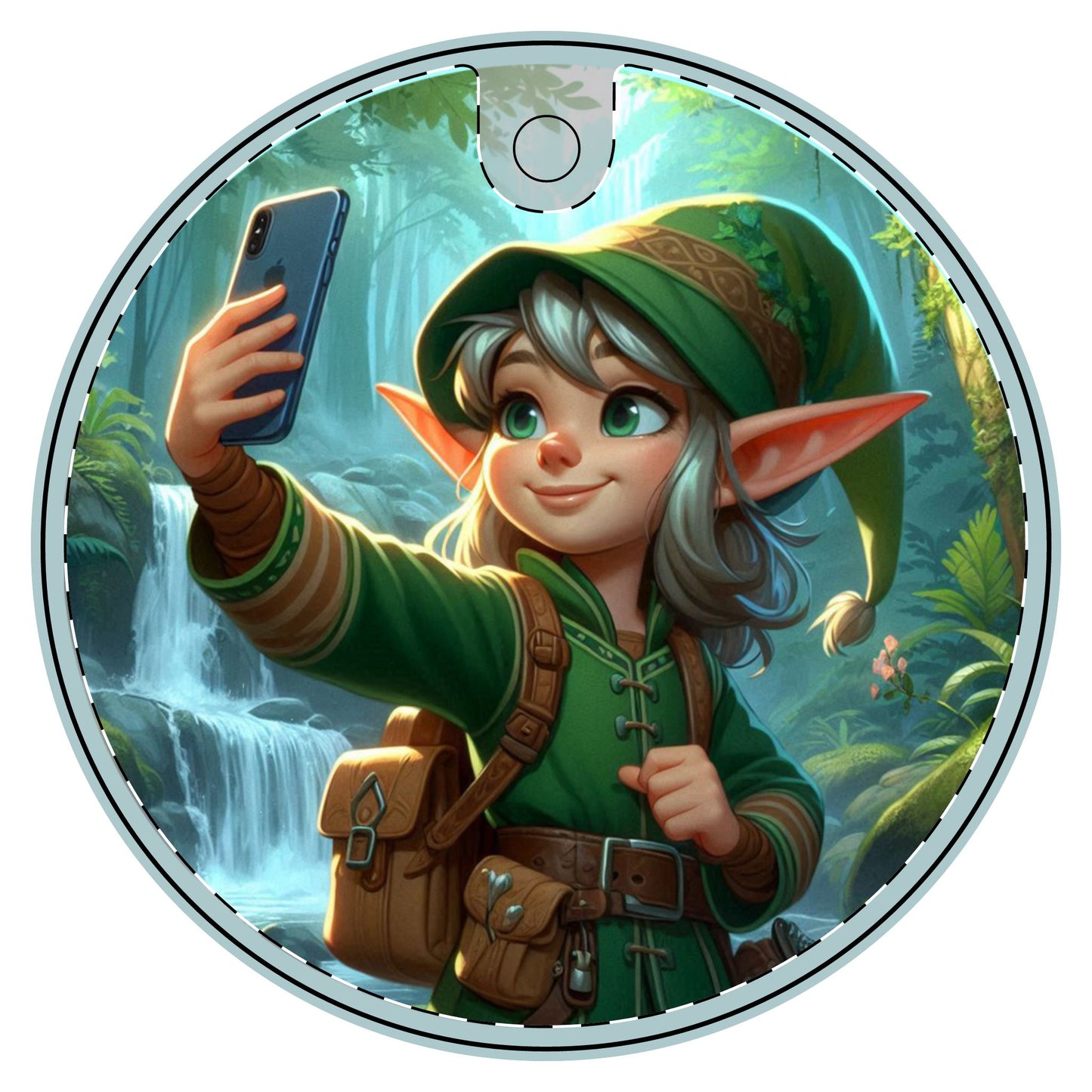 Elfie Selfie Ceramic Decoration Ornament, (1pc)  one side print