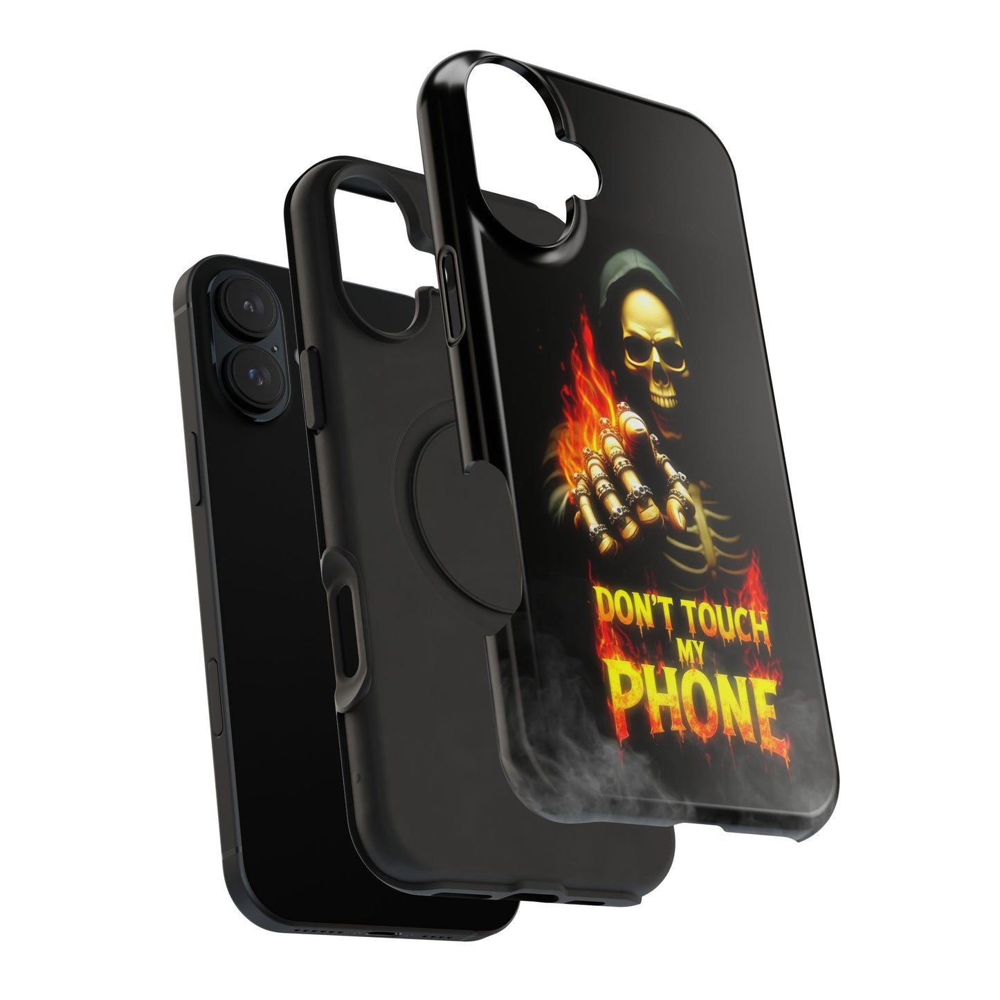 Skull Design Impact-Resistant iPhone Case, Don't Touch My Phone