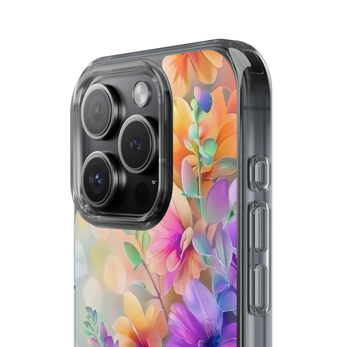 Floral Clear Phone Case -  Colorful Spring Design