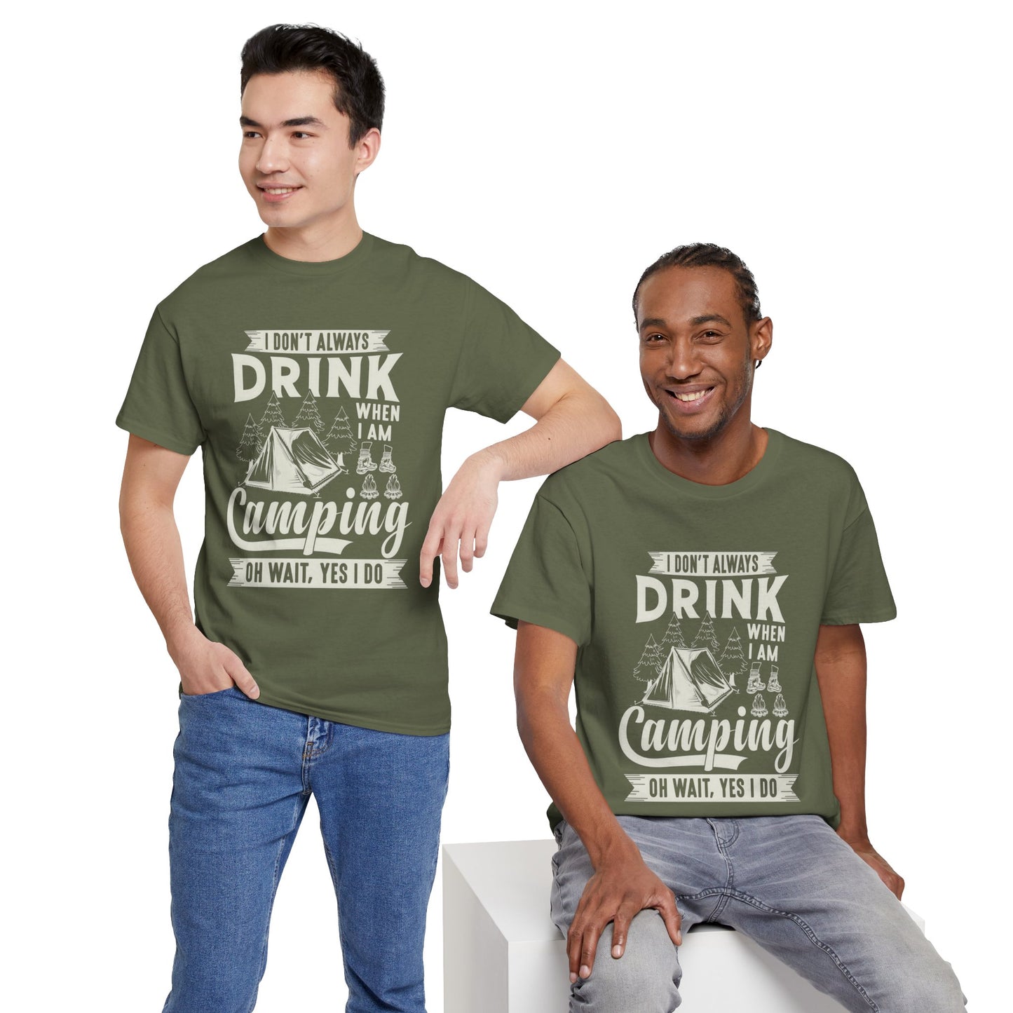 Camping Drinking Unisex Heavy Cotton Tee - Perfect Gift for Outdoor Enthusiasts