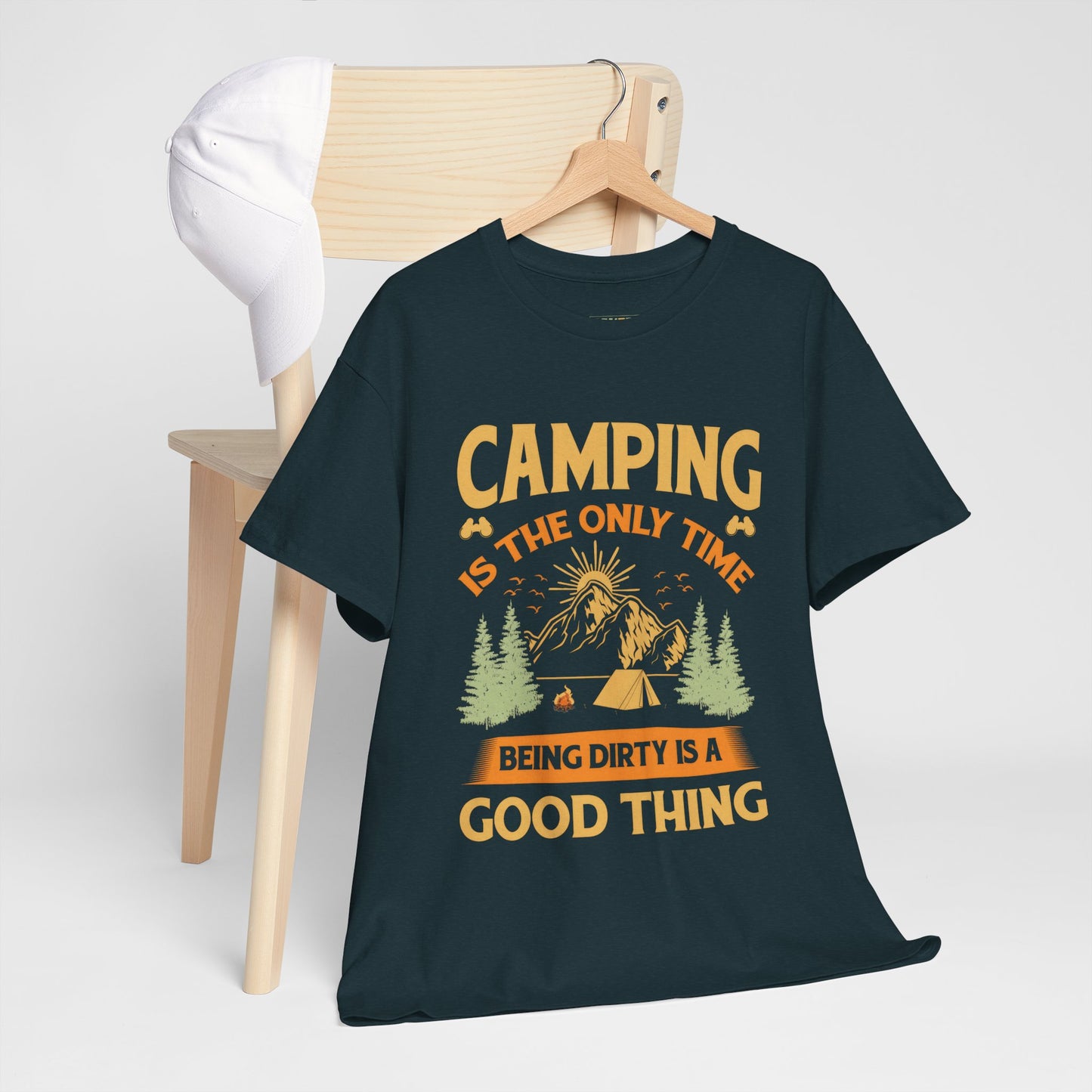 Camping Vibes Unisex Heavy Cotton Tee - "Being Dirty is a Good Thing"