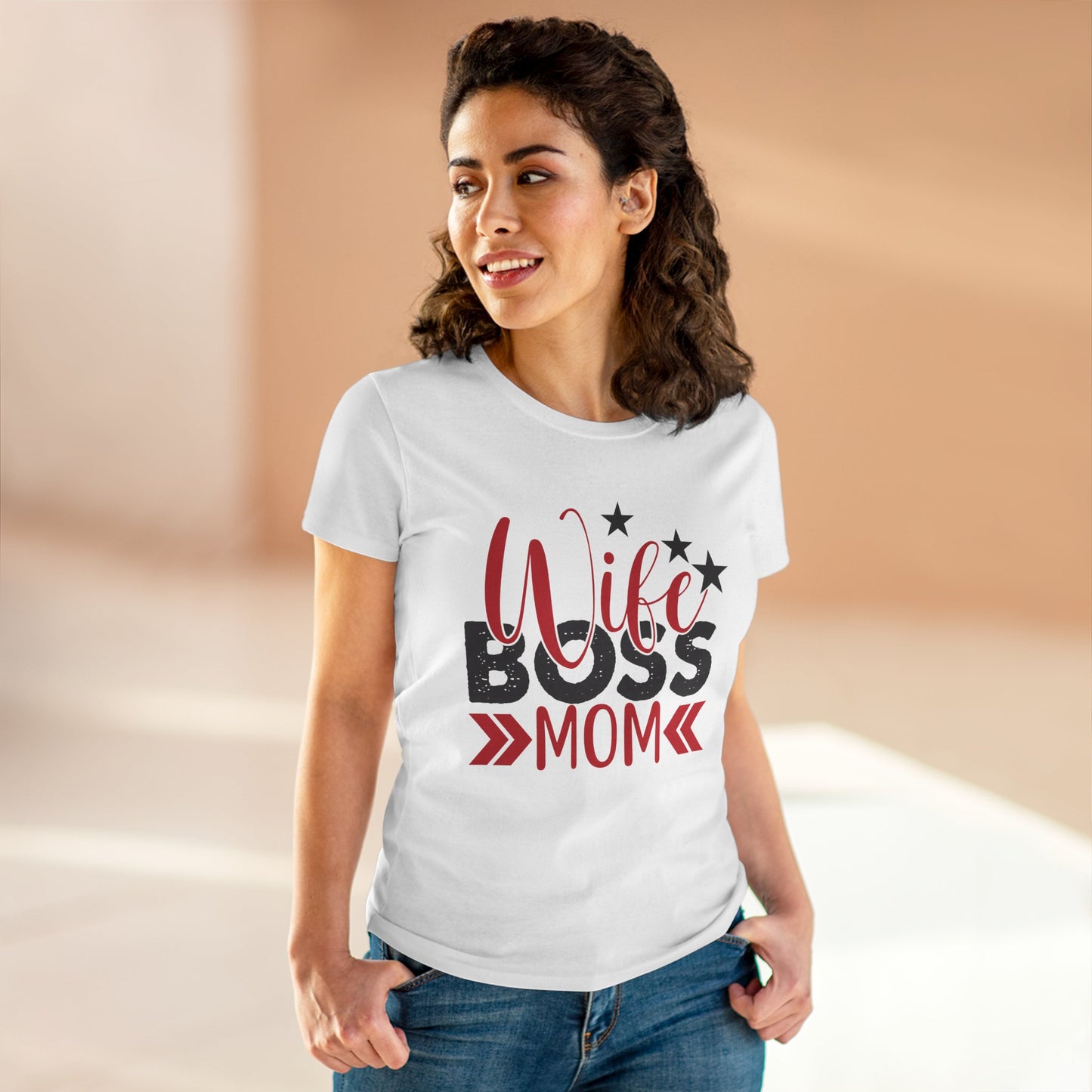 Wife Boss Mom Tee - Midweight Cotton Shirt for Empowered Women