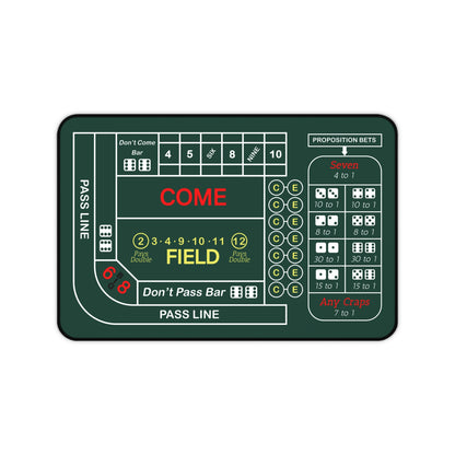 Craps Table Layout Desk Mat — 2-in-1 Casino Gaming Green Play Surface