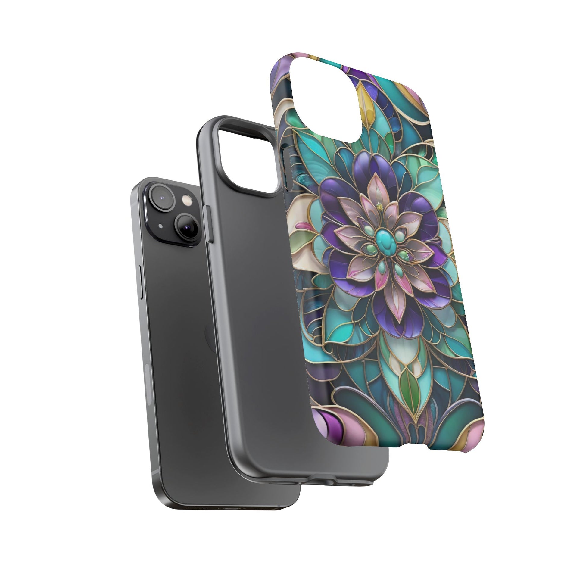 Floral Stained Glass Tough Phone Case -Stylish Protection for Your Device