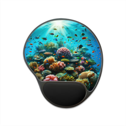 Coral Reef Mouse Pad with Wrist Rest - Vibrant Ocean Design for Comfort