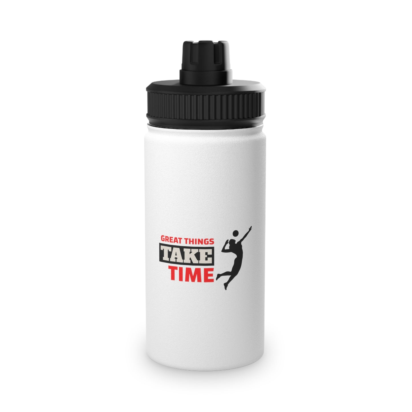 Great Things Take Time Stainless Steel Water Bottle, Sports Lid