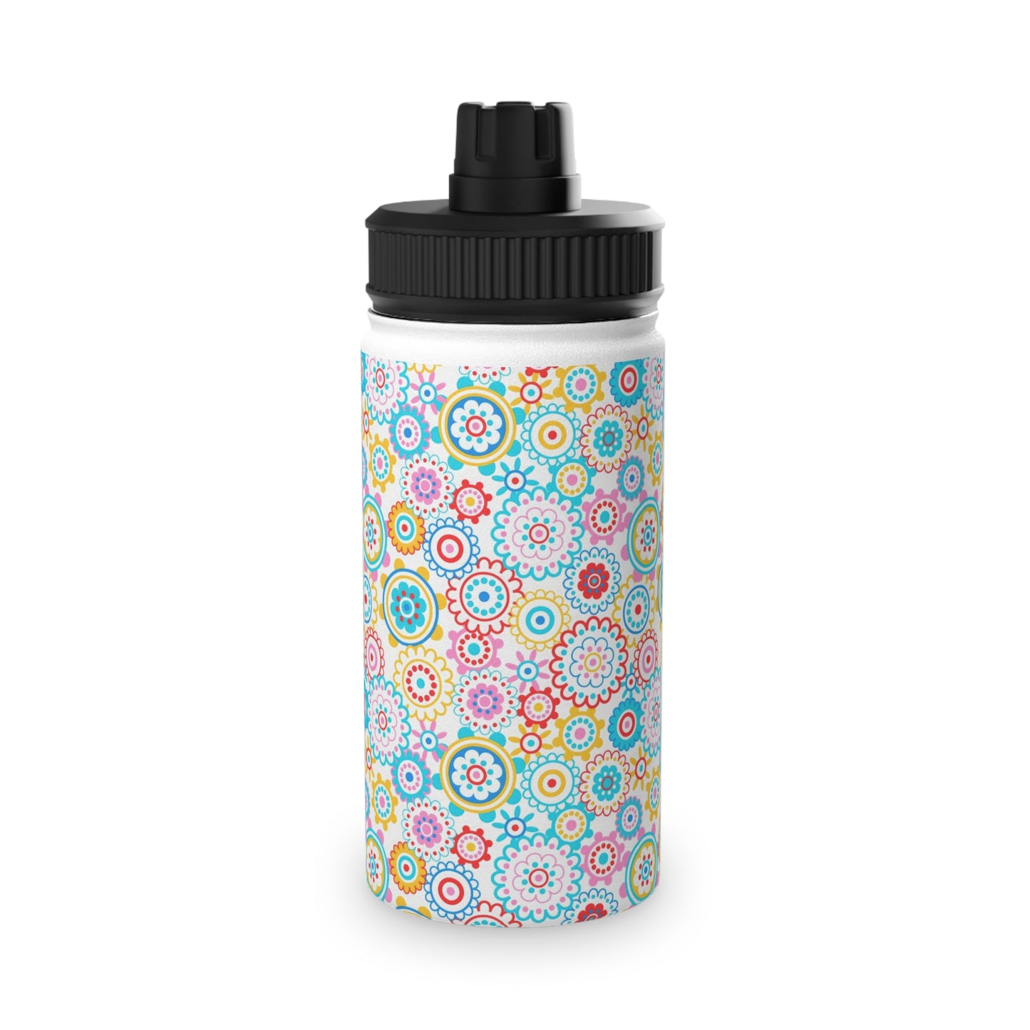 Flower Pop Stainless Steel Water Bottle, Sports Lid