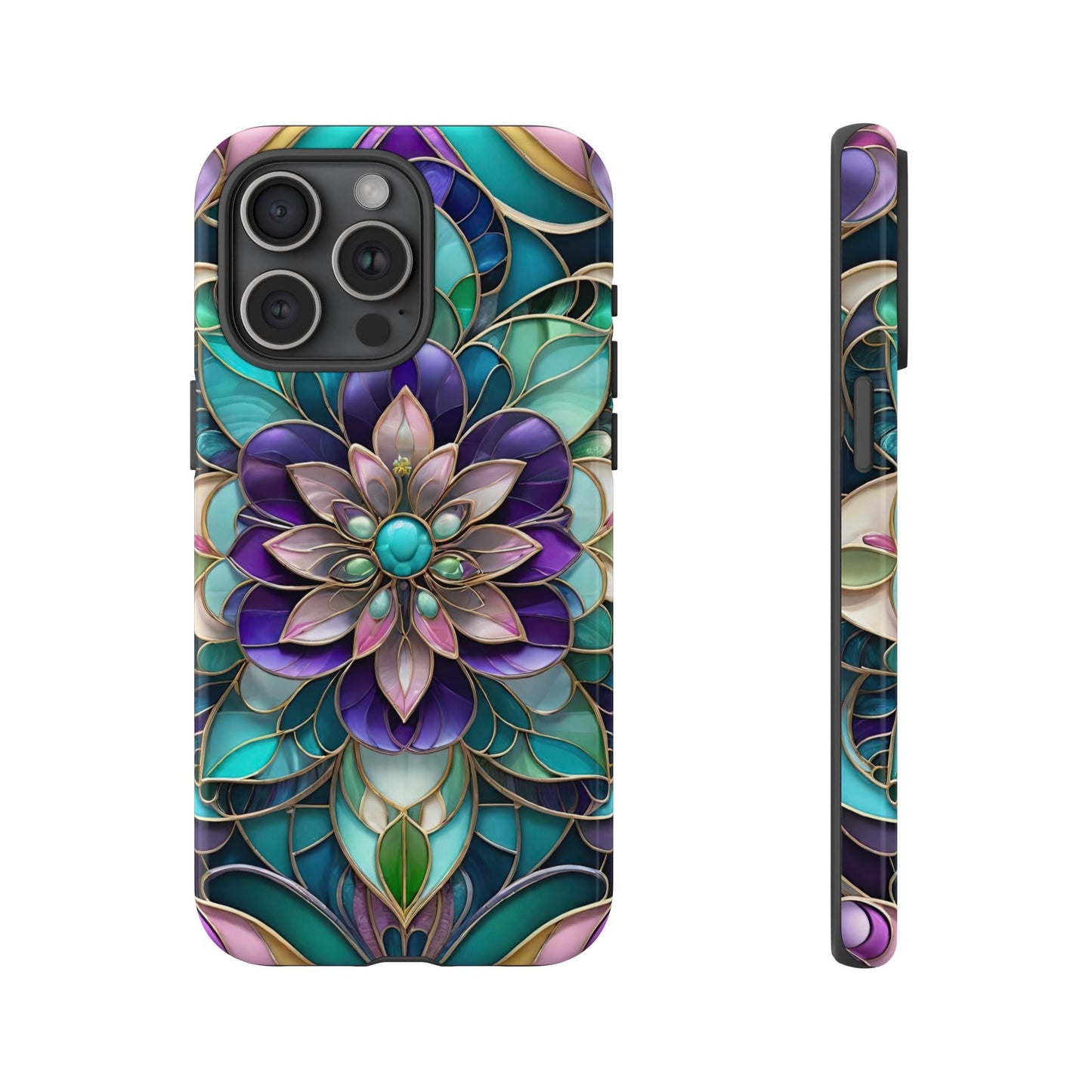 Floral Stained Glass Tough Phone Case -Stylish Protection for Your Device