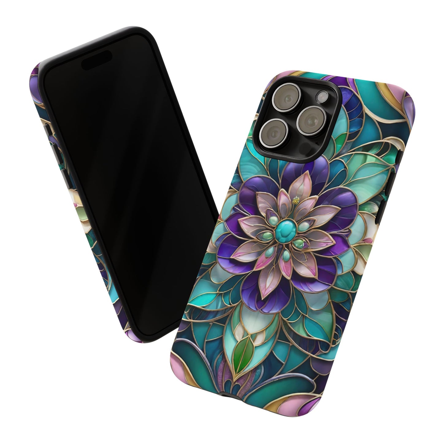 Floral Stained Glass Tough Phone Case -Stylish Protection for Your Device