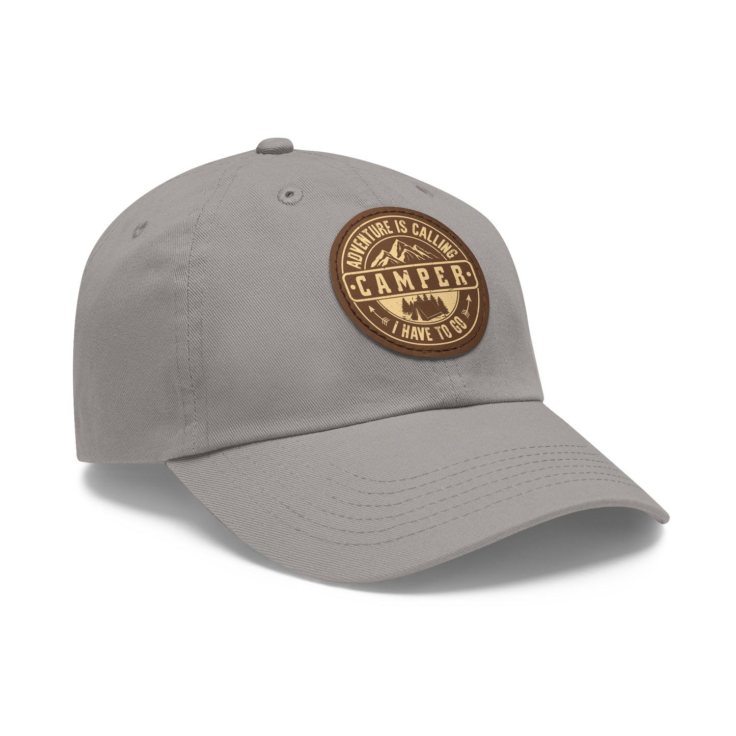 Adventure Camper Dad Hat - Leather Patch Cap for Outdoor Lovers