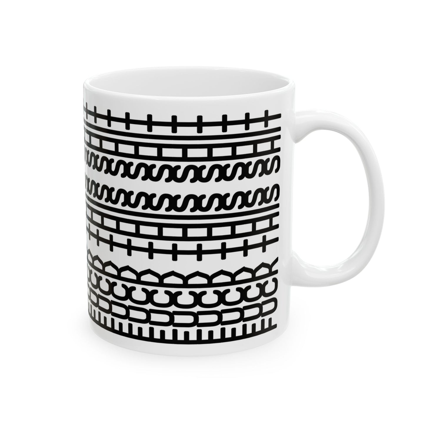 Funny Black Tribal Pattern Mug - Turn Right Cup with Hidden Message - Ceramic Coffee Mug 11oz & 15oz - Unique Gift Idea