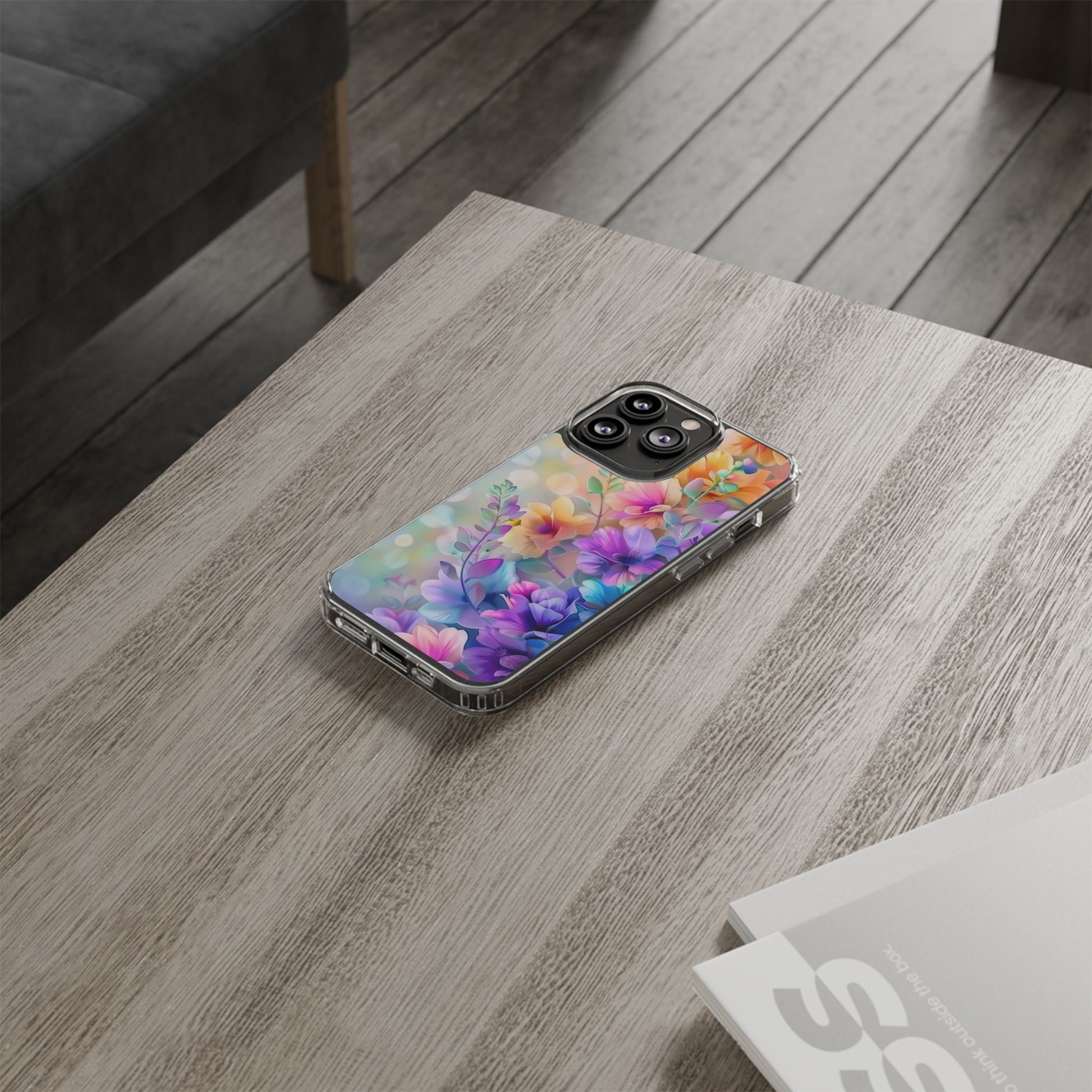 Floral Clear Phone Case -  Colorful Spring Design