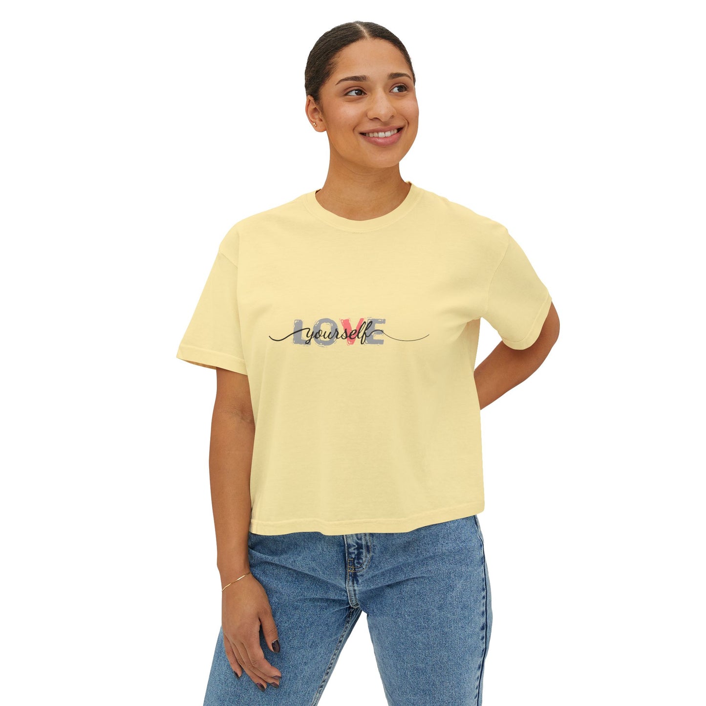 Women’s Boxy Tee - Love Yourself Graphic Shirt