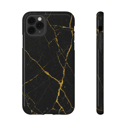 Black Marble with Gold Veins Impact-Resistant iPhone