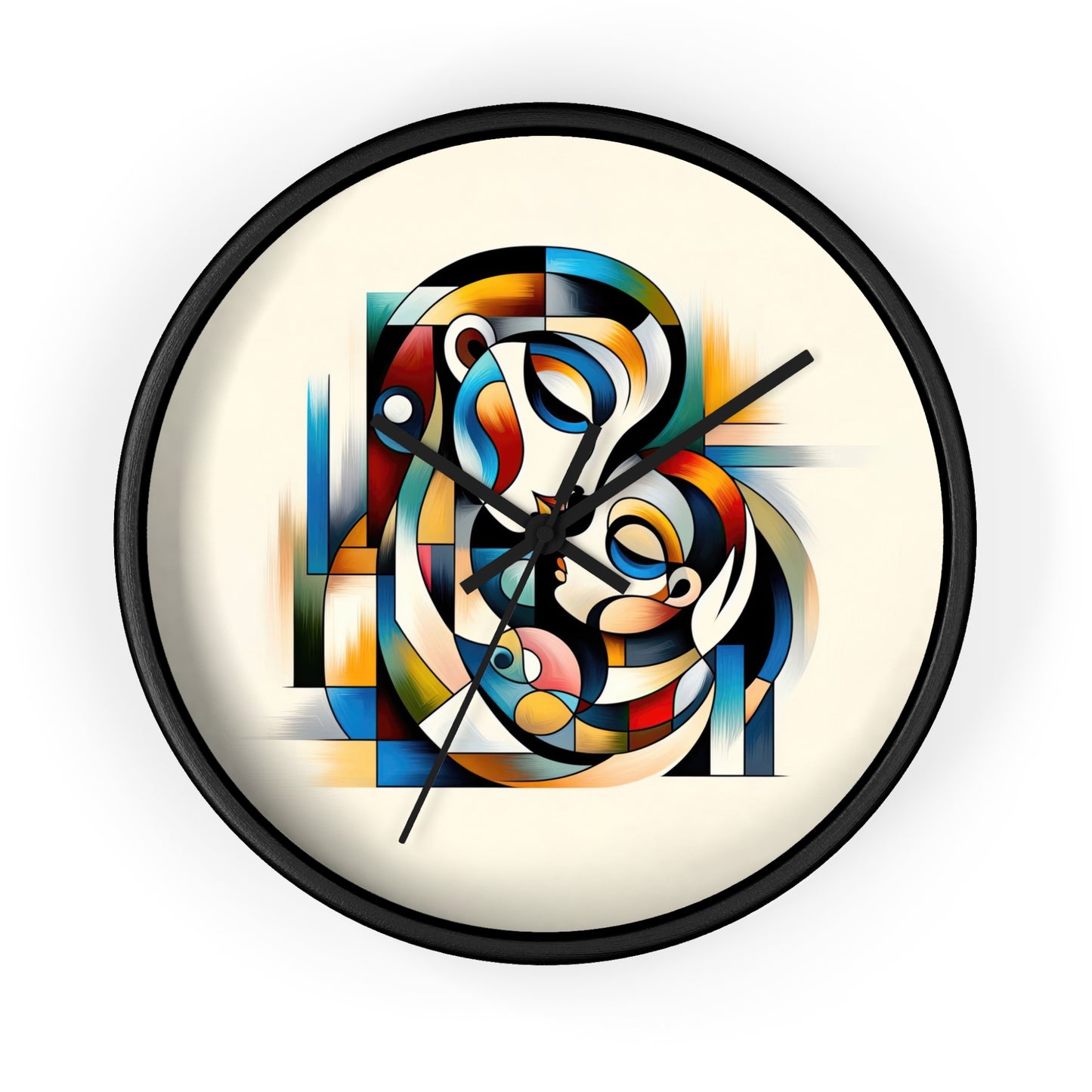 Abstract Art Wall Clock 10" – Mother with Child Design, Modern Home Decor