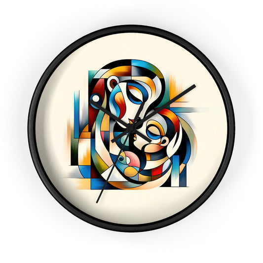Abstract Art Wall Clock 10" – Mother with Child Design, Modern Home Decor