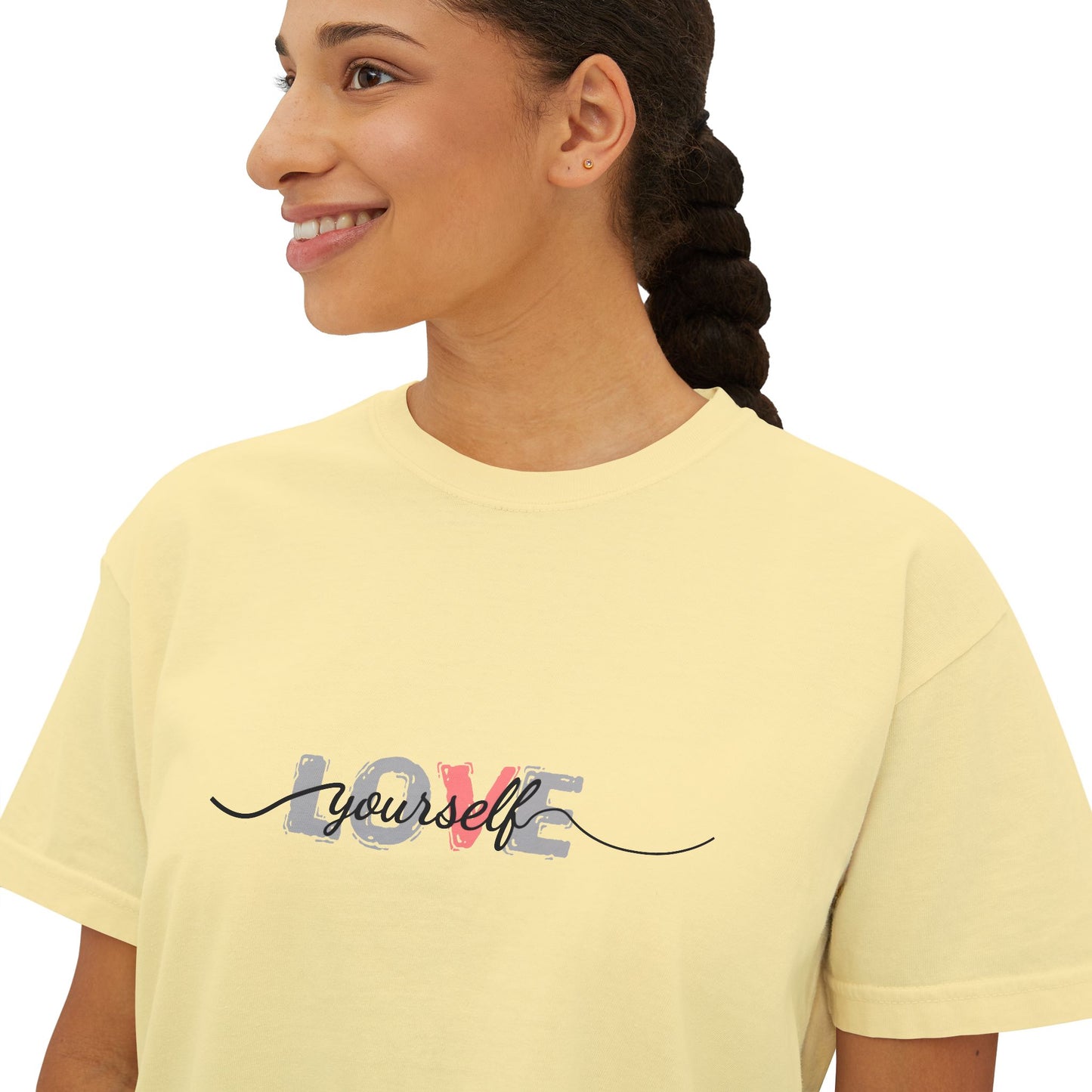 Women’s Boxy Tee - Love Yourself Graphic Shirt