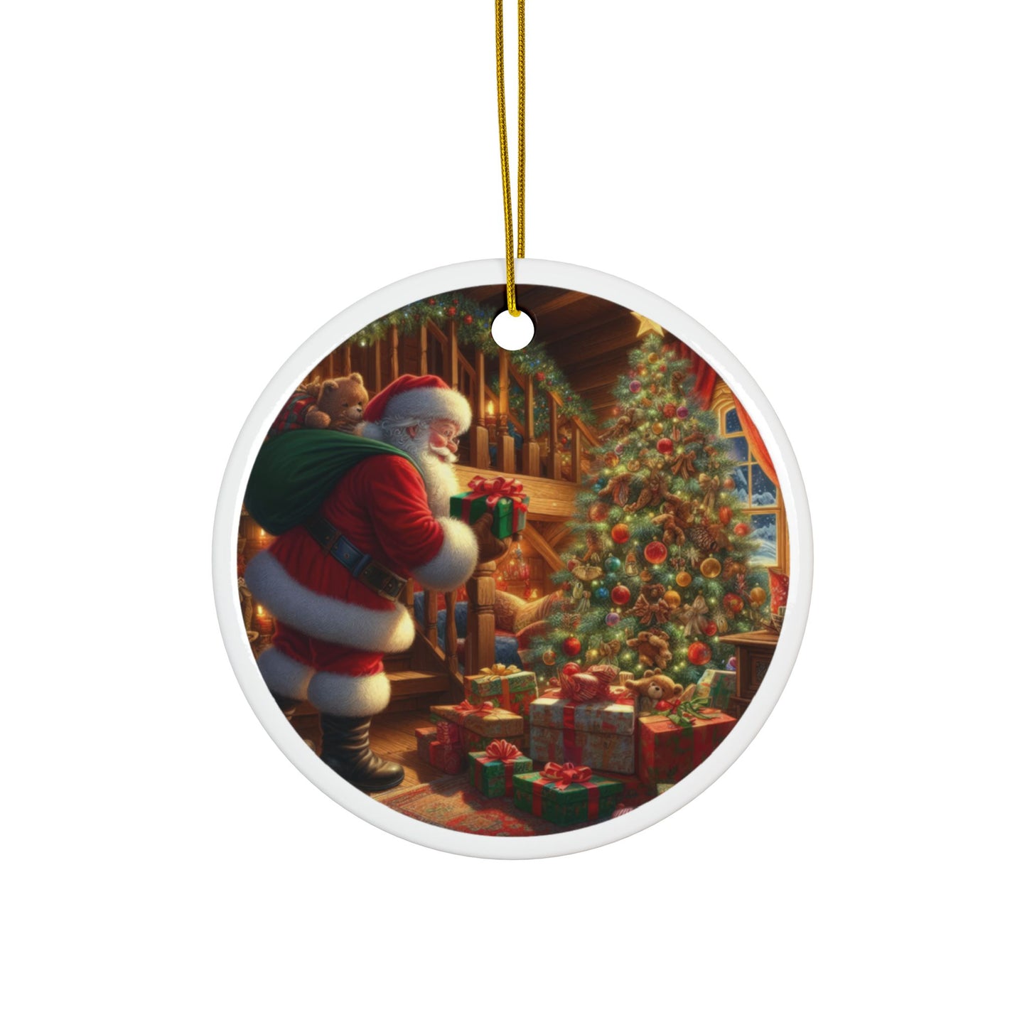 The Joy of Christmas Eve Christmas Ceramic Ornaments, 2-Side Print, (1pc, 3pcs, 5pcs, 10pcs)