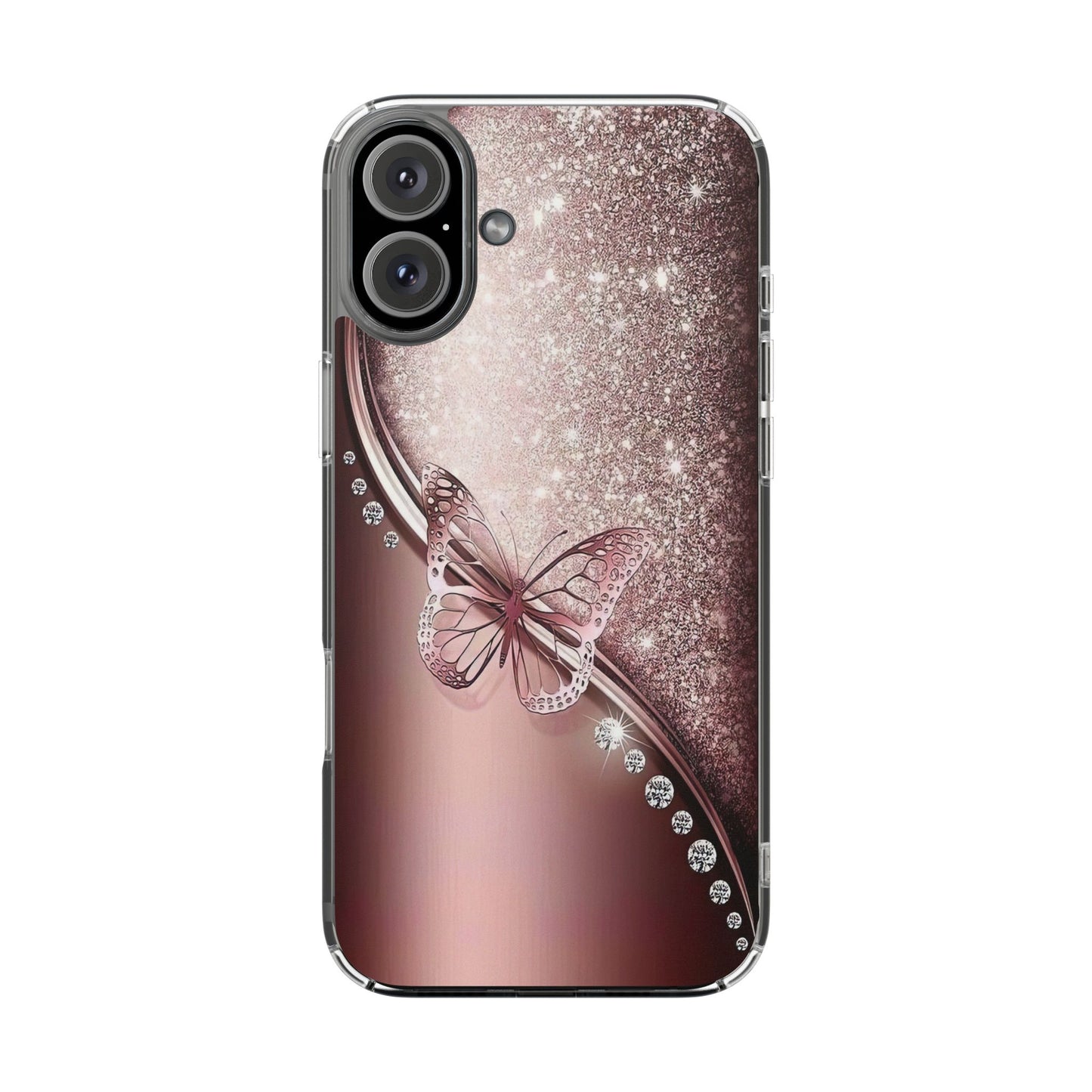 Elegant Butterfly Clear Case, Stylish Transparent Protective Cover for Women