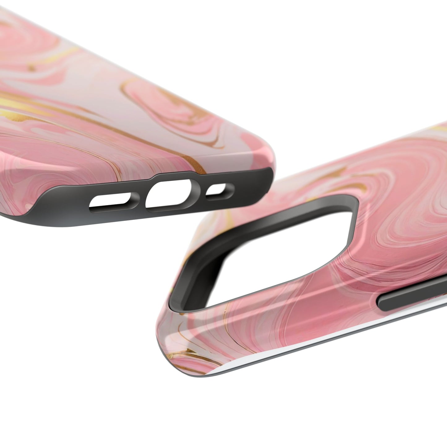 Stylish Magnetic Phone Case, Pink Marble Protective Cover