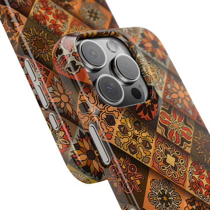 Aztec Geometric Slim Case, Boho Orange
