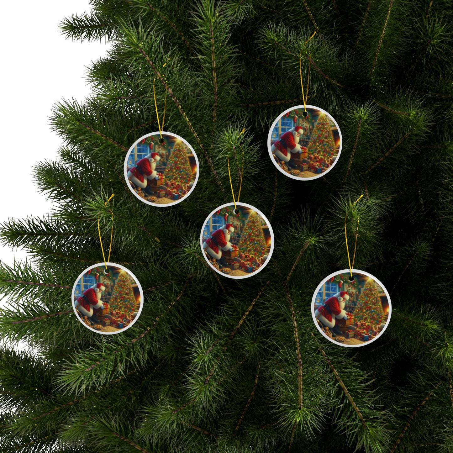 Gifts of Joy: Santa’s Special Delivery Christmas Ceramic Ornaments, 2-Side Print, (1pc, 3pcs, 5pcs, 10pcs)