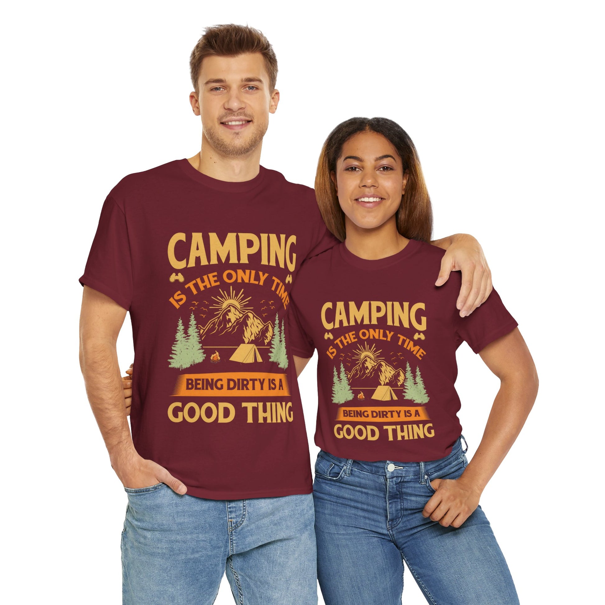 Camping Vibes Unisex Heavy Cotton Tee - "Being Dirty is a Good Thing"
