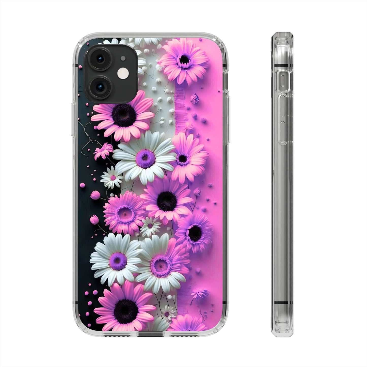 Floral Clear Phone Case – Pink Flower Design