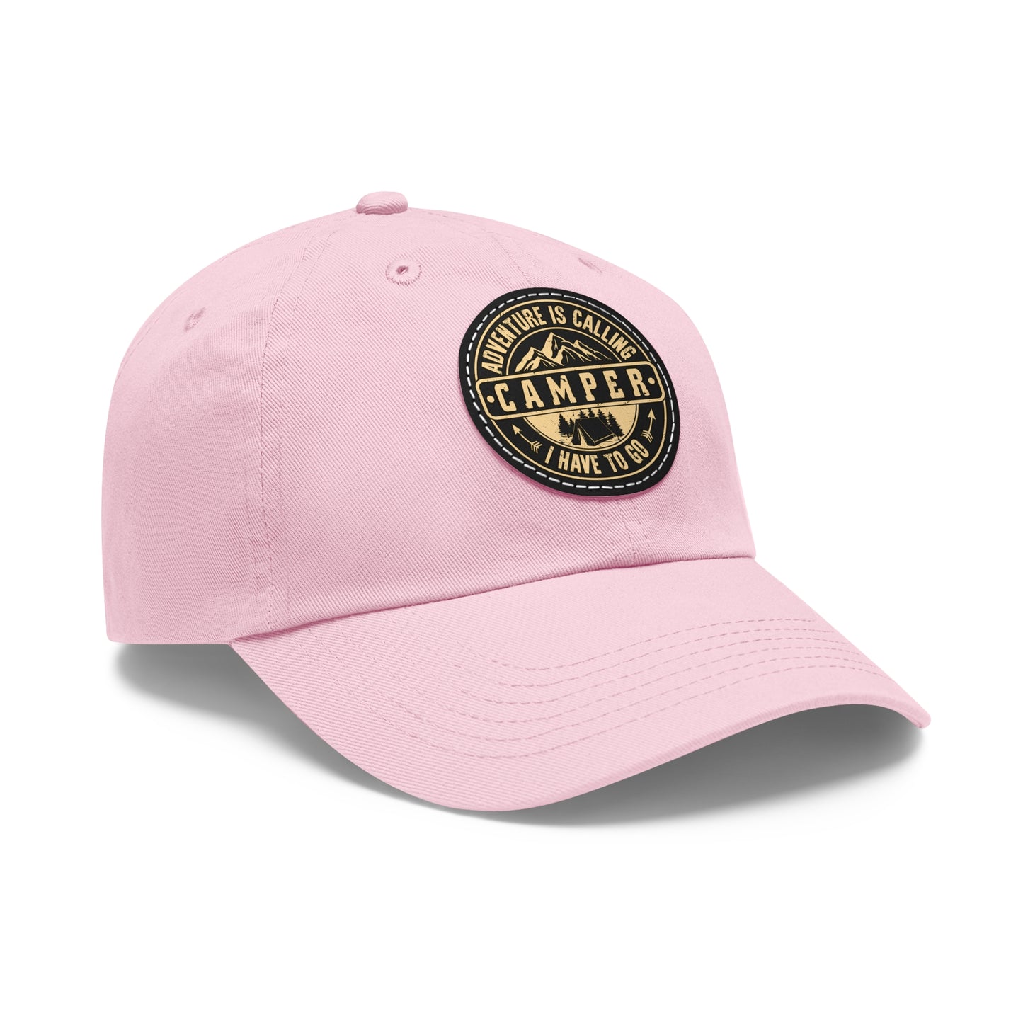 Adventure Camper Dad Hat - Leather Patch Cap for Outdoor Lovers