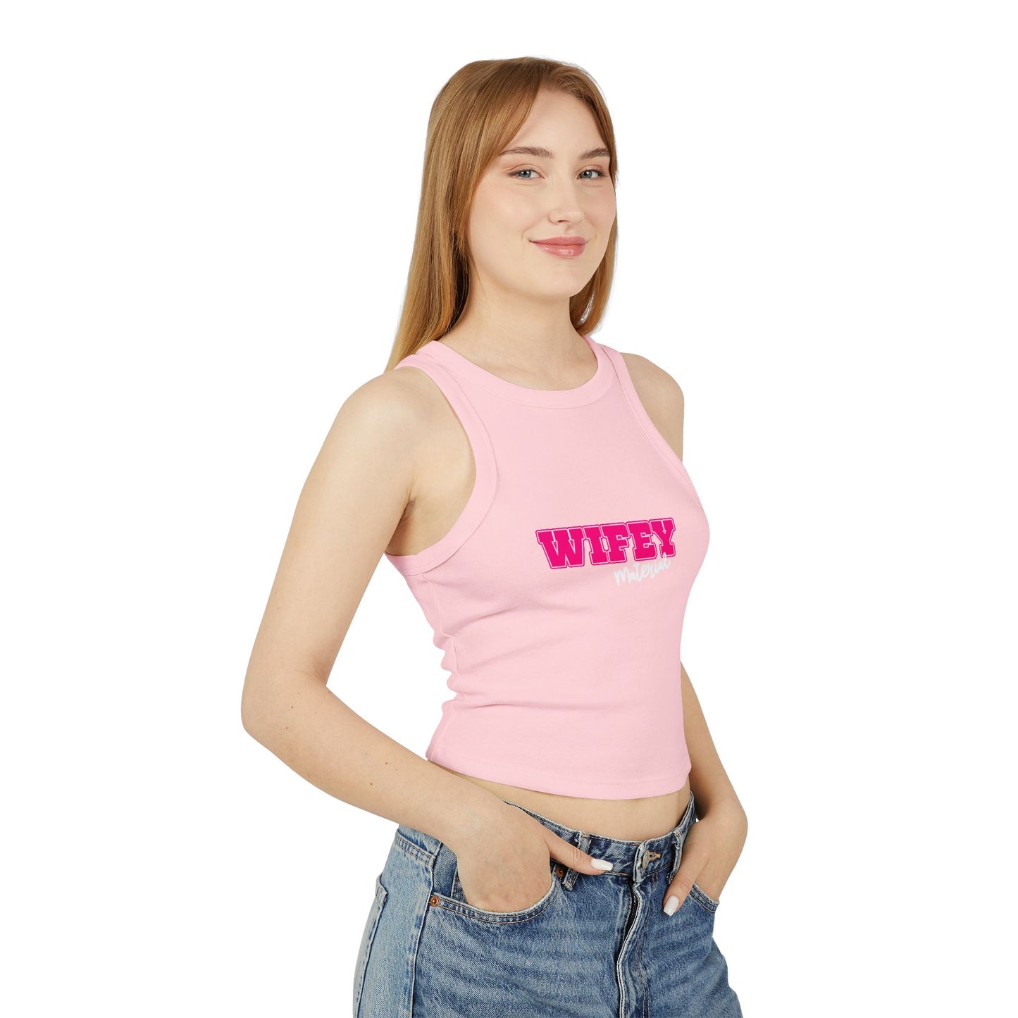 Wifey Material Women's Micro Rib Racer Tank Top