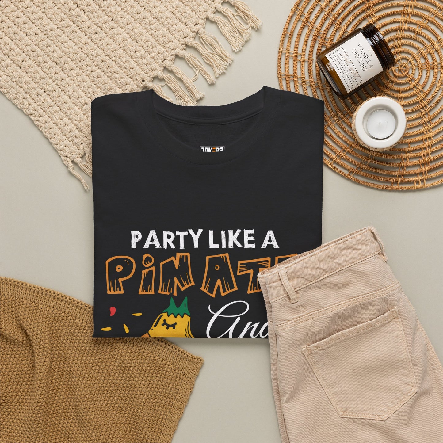 Funny Unisex Heavy Cotton Tee - 'Party Like a Piñata, Get Smashed!'