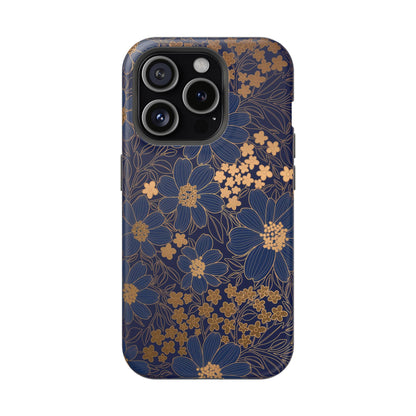 Luxury Serial Magnetic Phone Case, Golden Floral