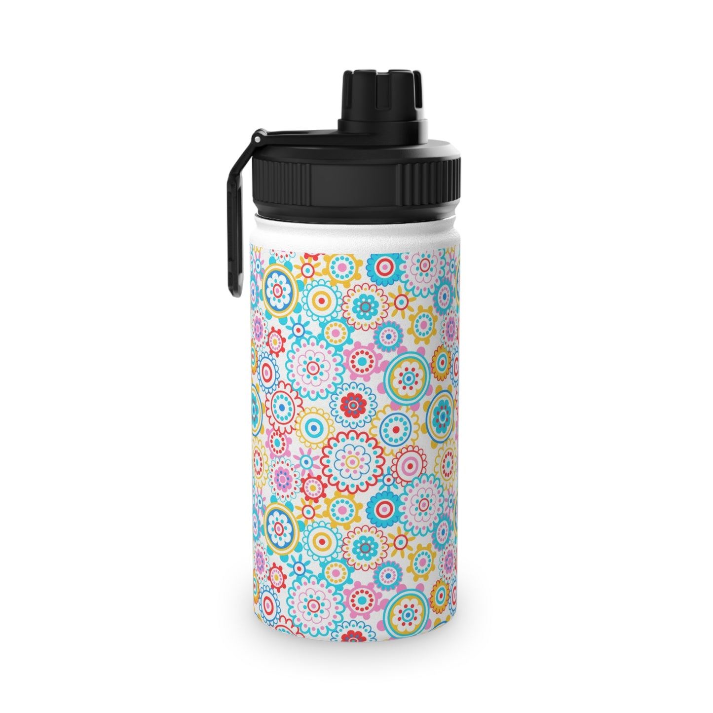 Flower Pop Stainless Steel Water Bottle, Sports Lid