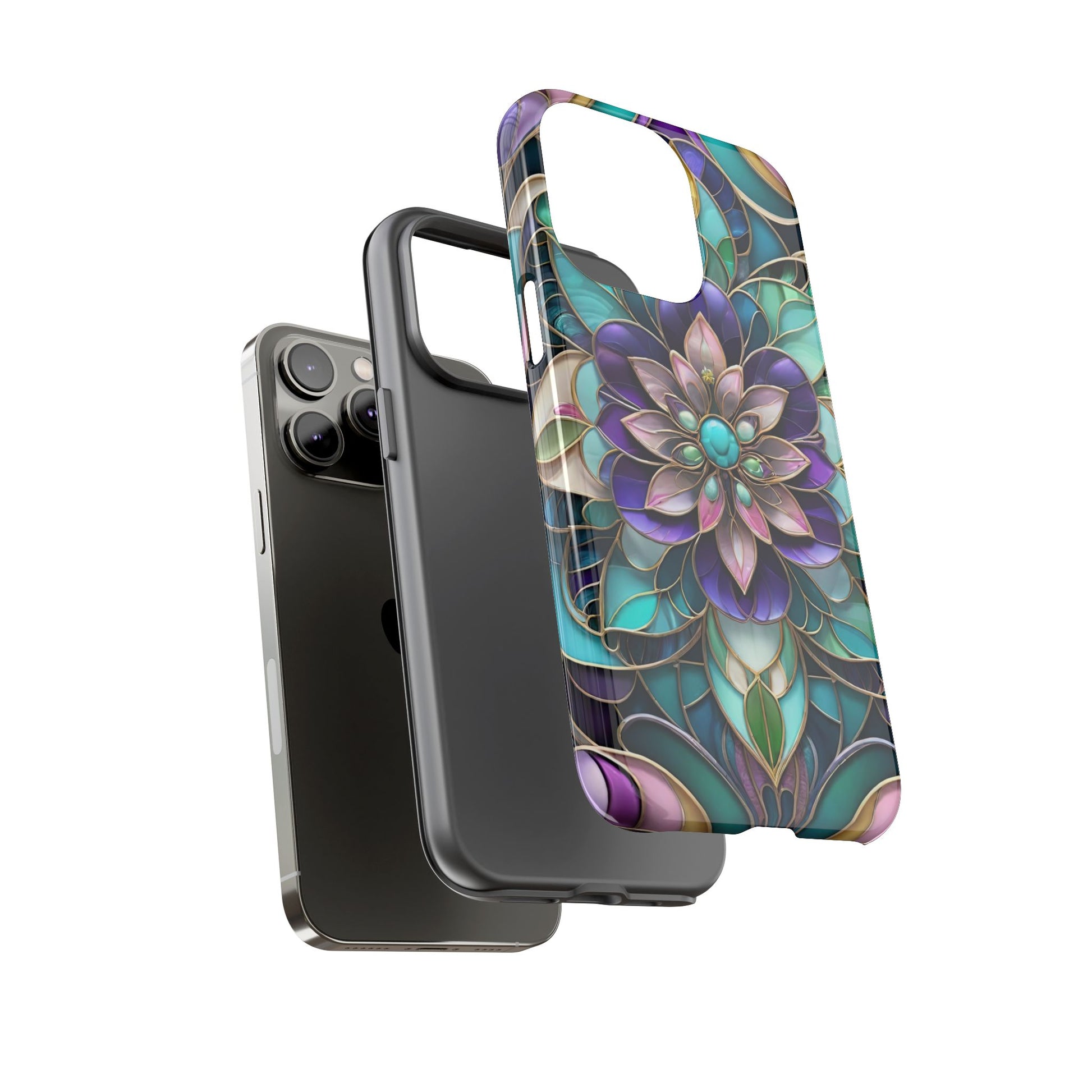 Floral Stained Glass Tough Phone Case -Stylish Protection for Your Device