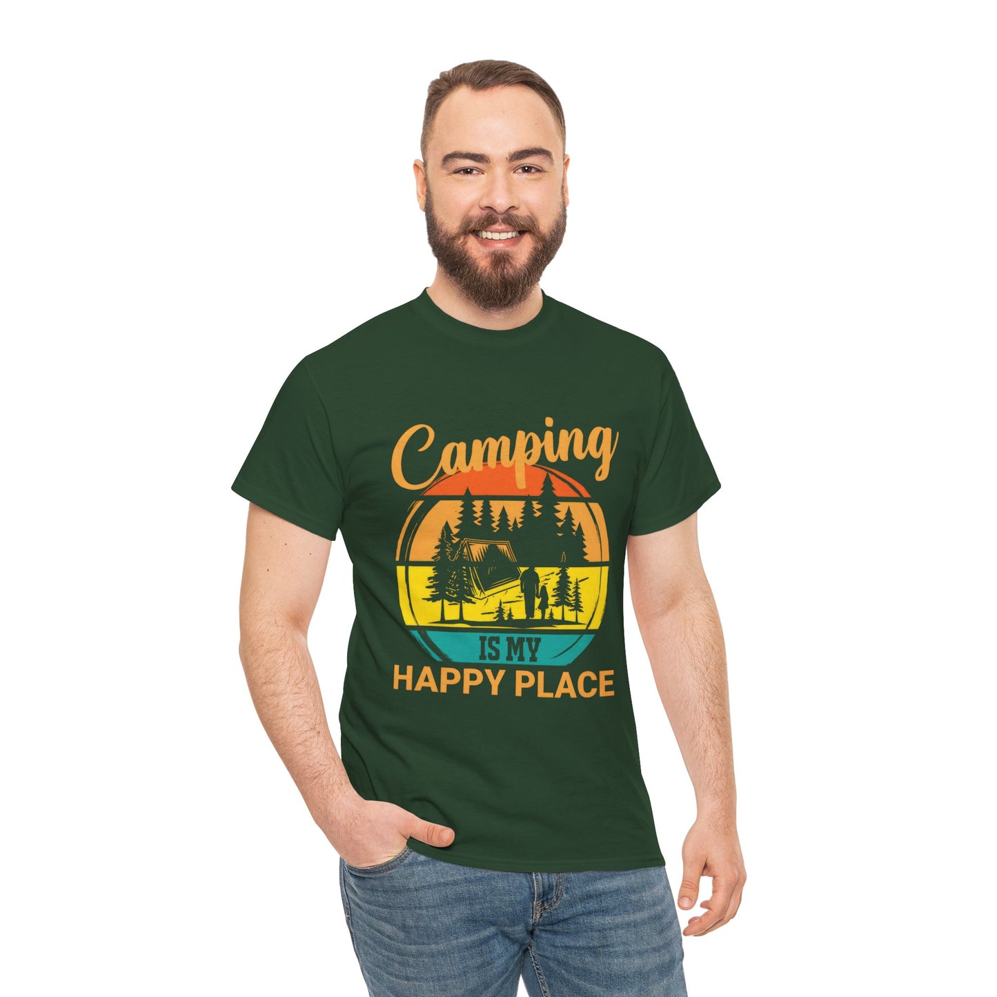 Camping Is My Happy Place Unisex Heavy Cotton Tee
