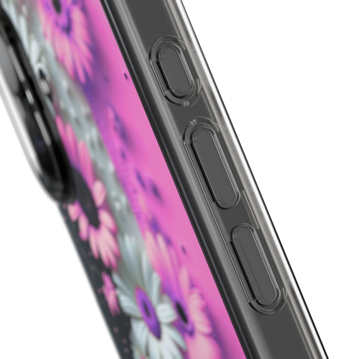 Floral Clear Phone Case – Pink Flower Design