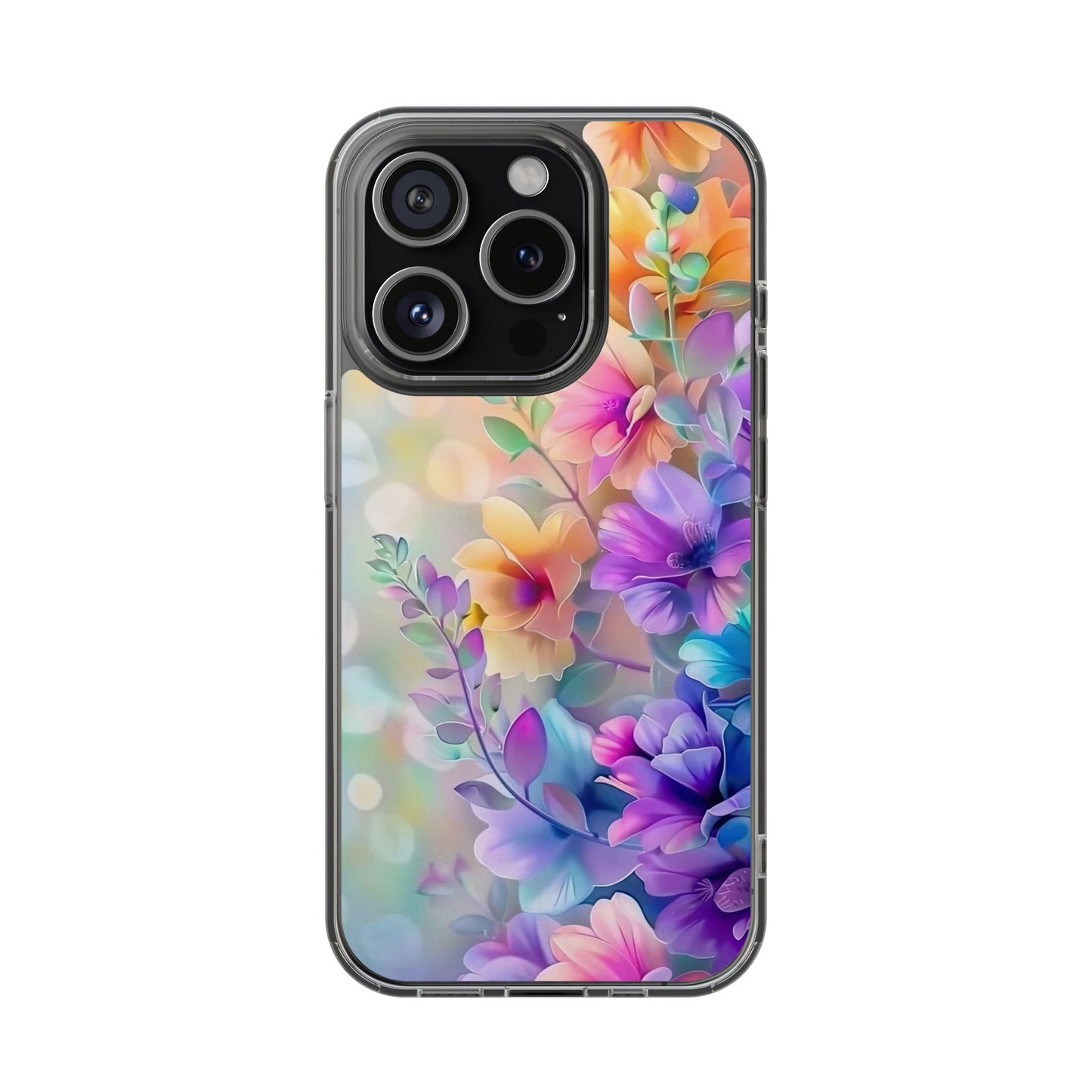 Floral Clear Phone Case -  Colorful Spring Design