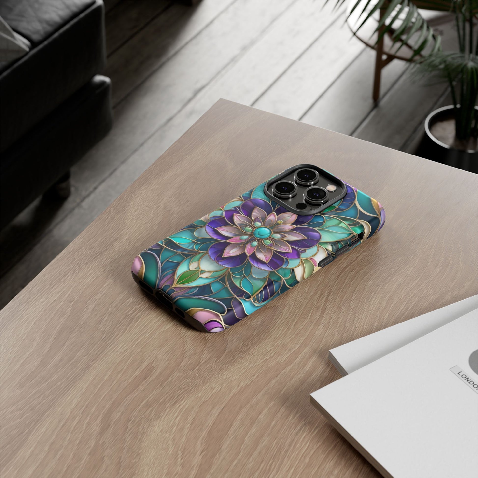 Floral Stained Glass Tough Phone Case -Stylish Protection for Your Device