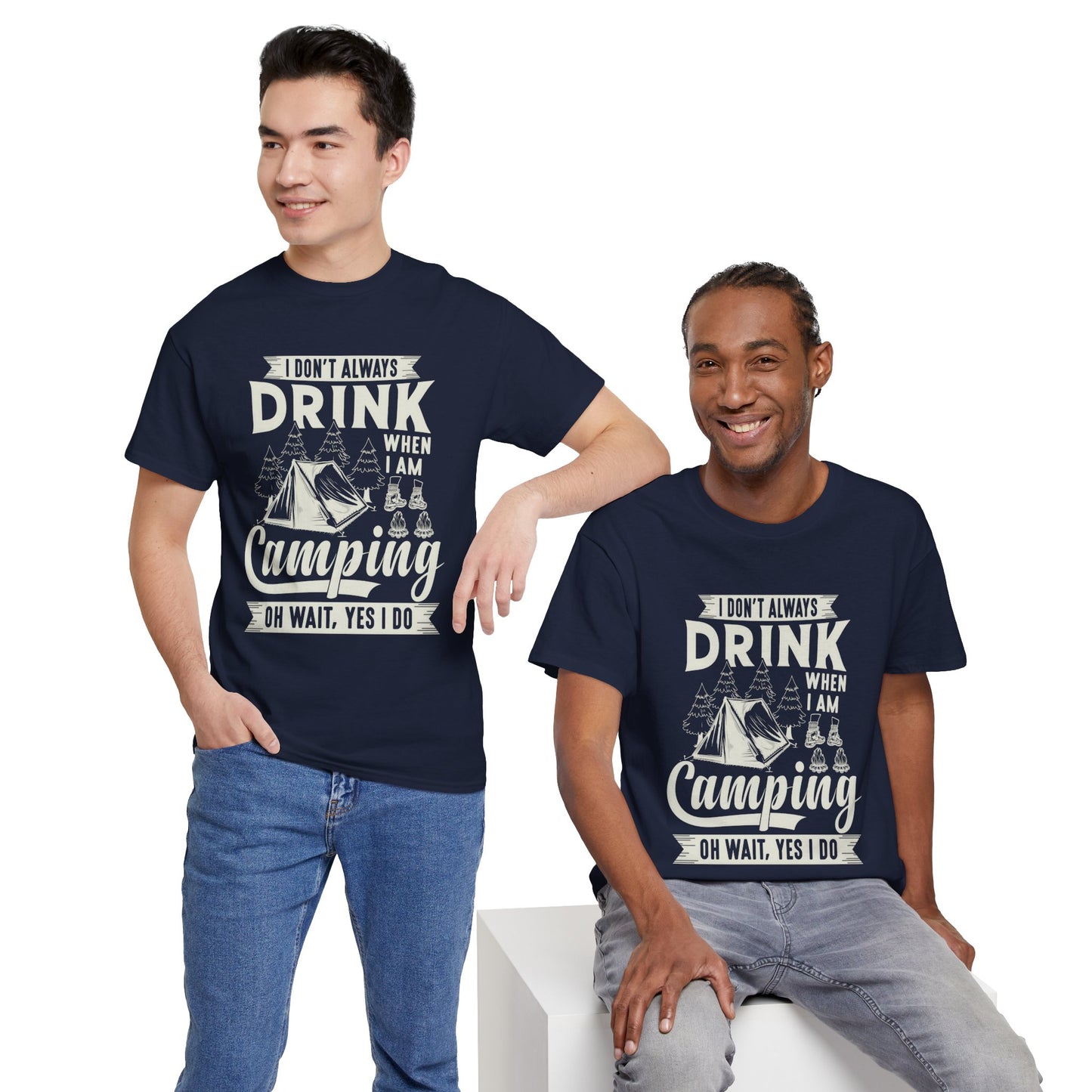 Camping Drinking Unisex Heavy Cotton Tee - Perfect Gift for Outdoor Enthusiasts